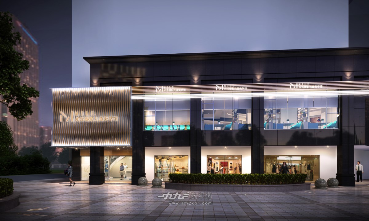 室外立面透视门头案例